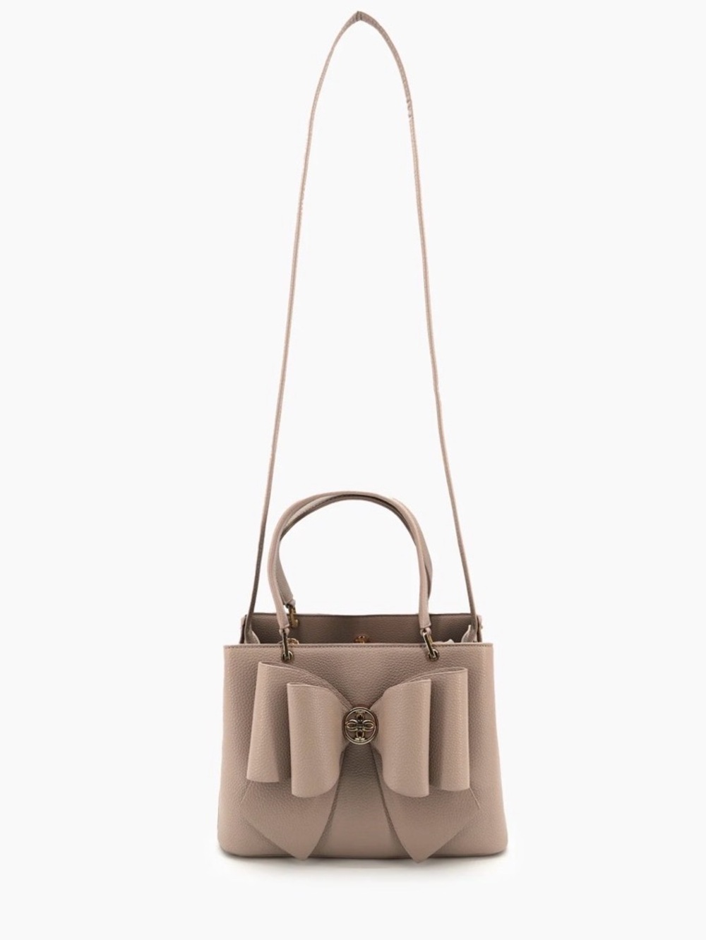 Like Dreams Jesse Bow Bag; Cream/ Taupe Bow Accent Structured Tote Bag - Picture 1 of 11